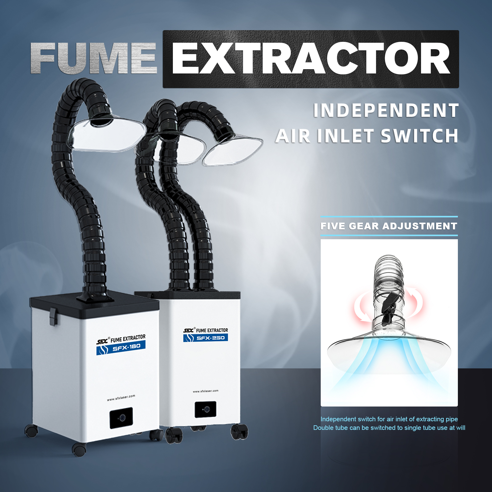 SFX 80W/135W Fume Extractor with 3 Stage Filters Strong Suction Smoke Purifiers